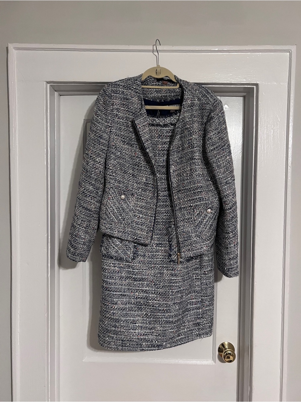 Karl Lagerfeld Blue Tweed Jacket and Dress Set